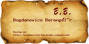 Bogdanovics Berengár névjegykártya